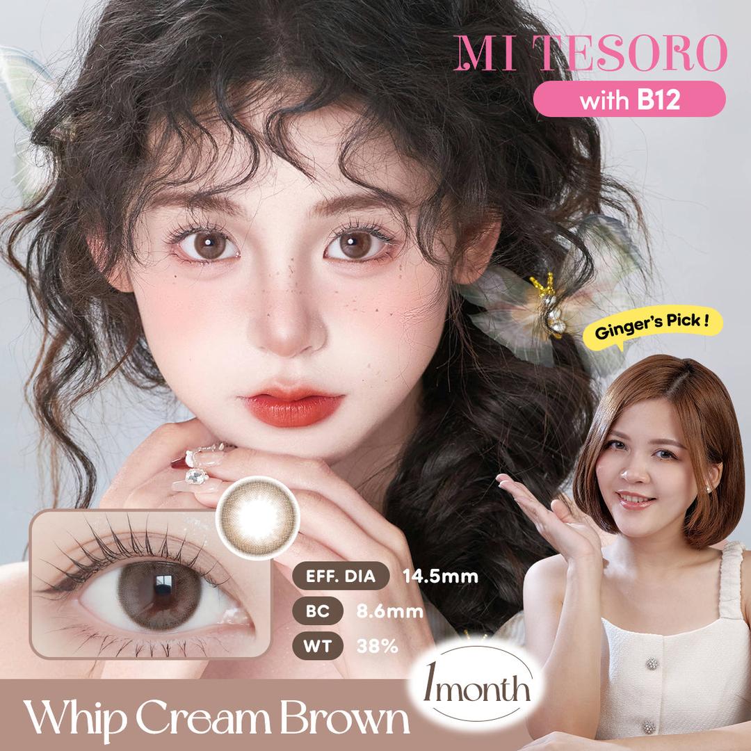 Whip Cream Brown-Mi Tesoro Monthly Color Con 2pcs(Eff dia:14.5mm)