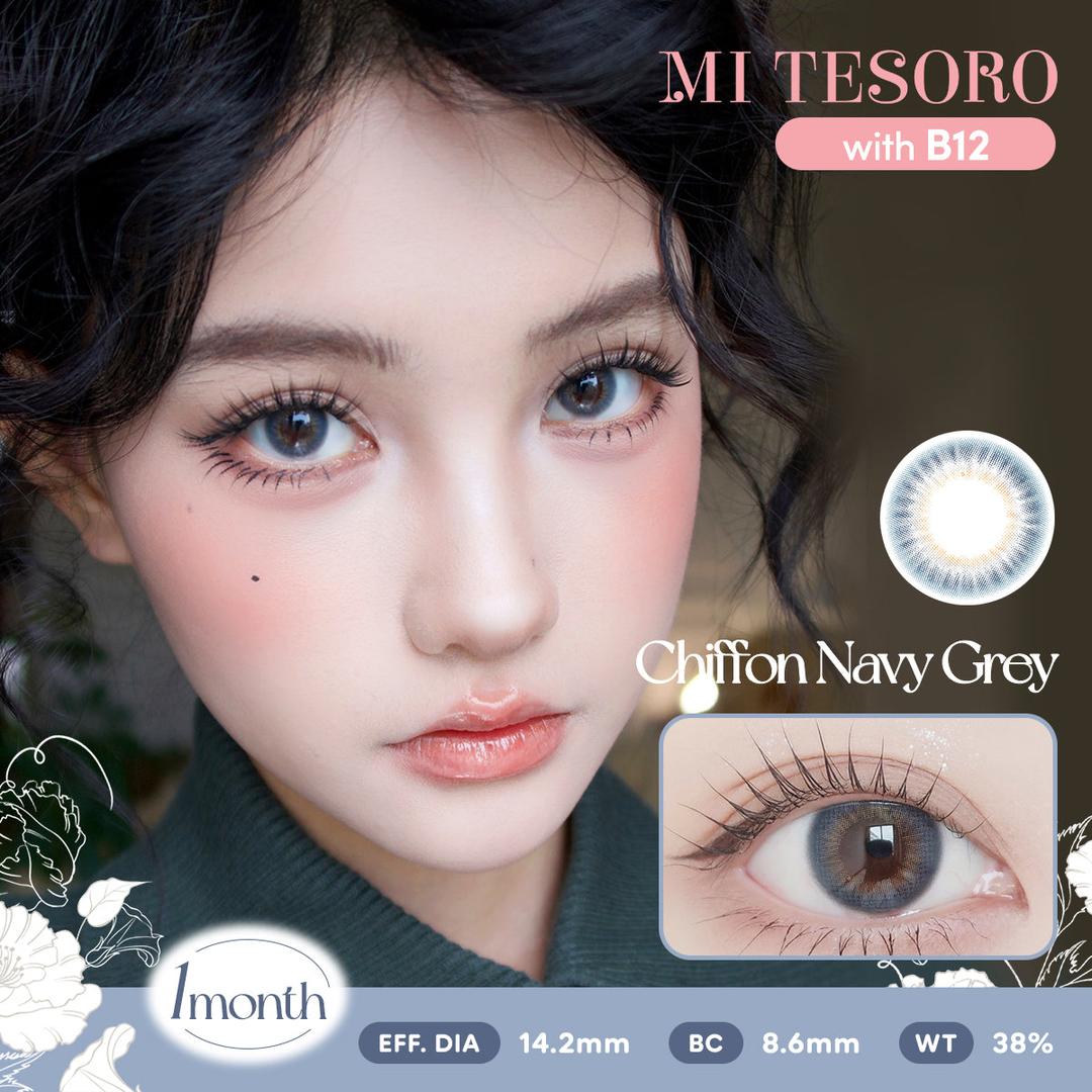 Chiffon Navy Grey-Mi Tesoro Monthly Color Con 2pcs (Eff dia:14.2mm)