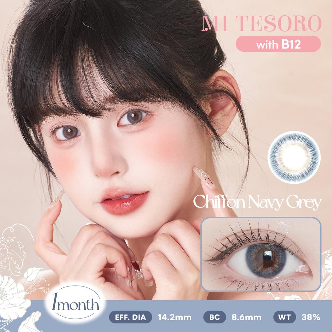 Chiffon Navy Grey-Mi Tesoro Monthly Color Con 2pcs (Eff dia:14.2mm)