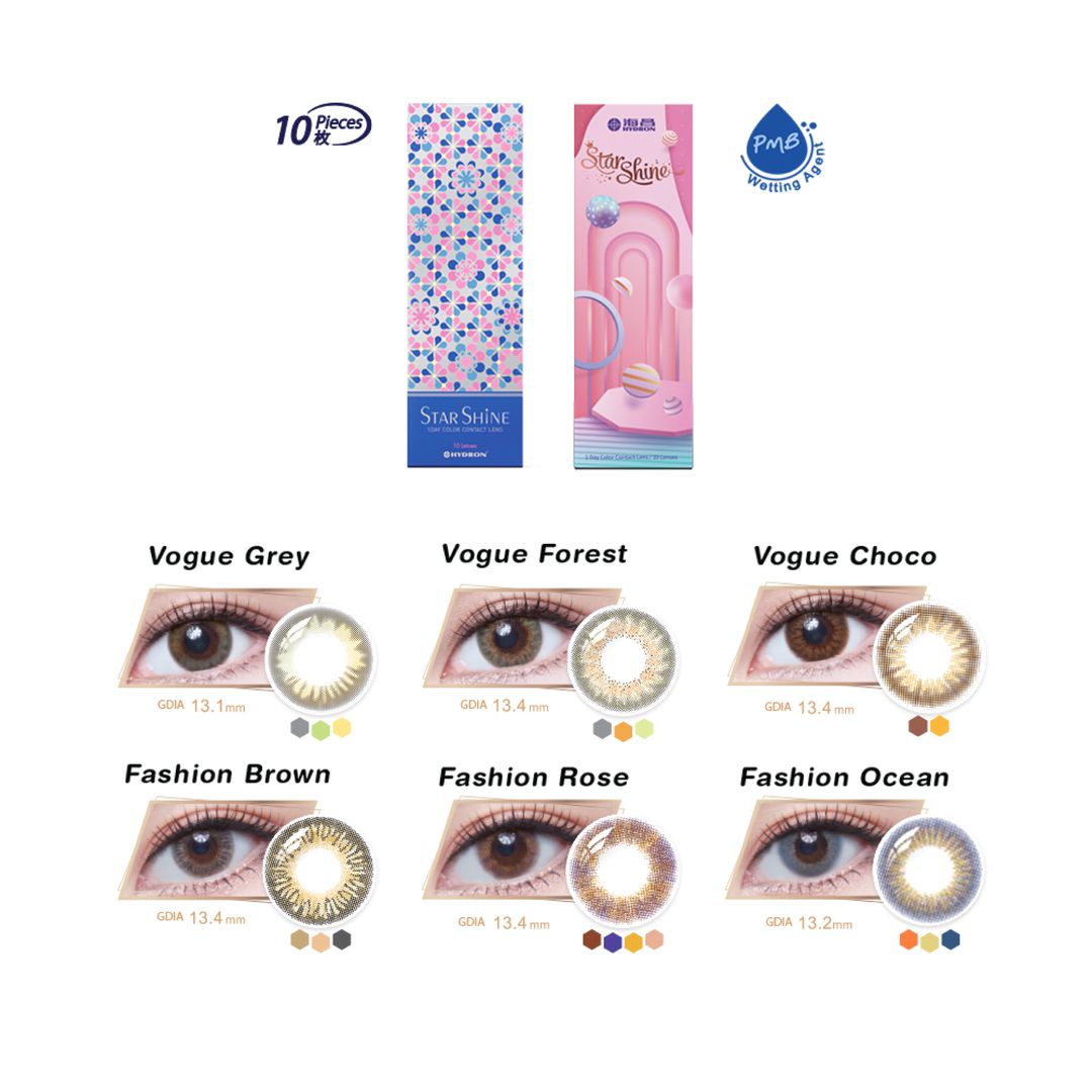 Vogue Grey-Star Shine 1 Day Color Contact Lenses 10pcs (Eff dia:14.5mm)