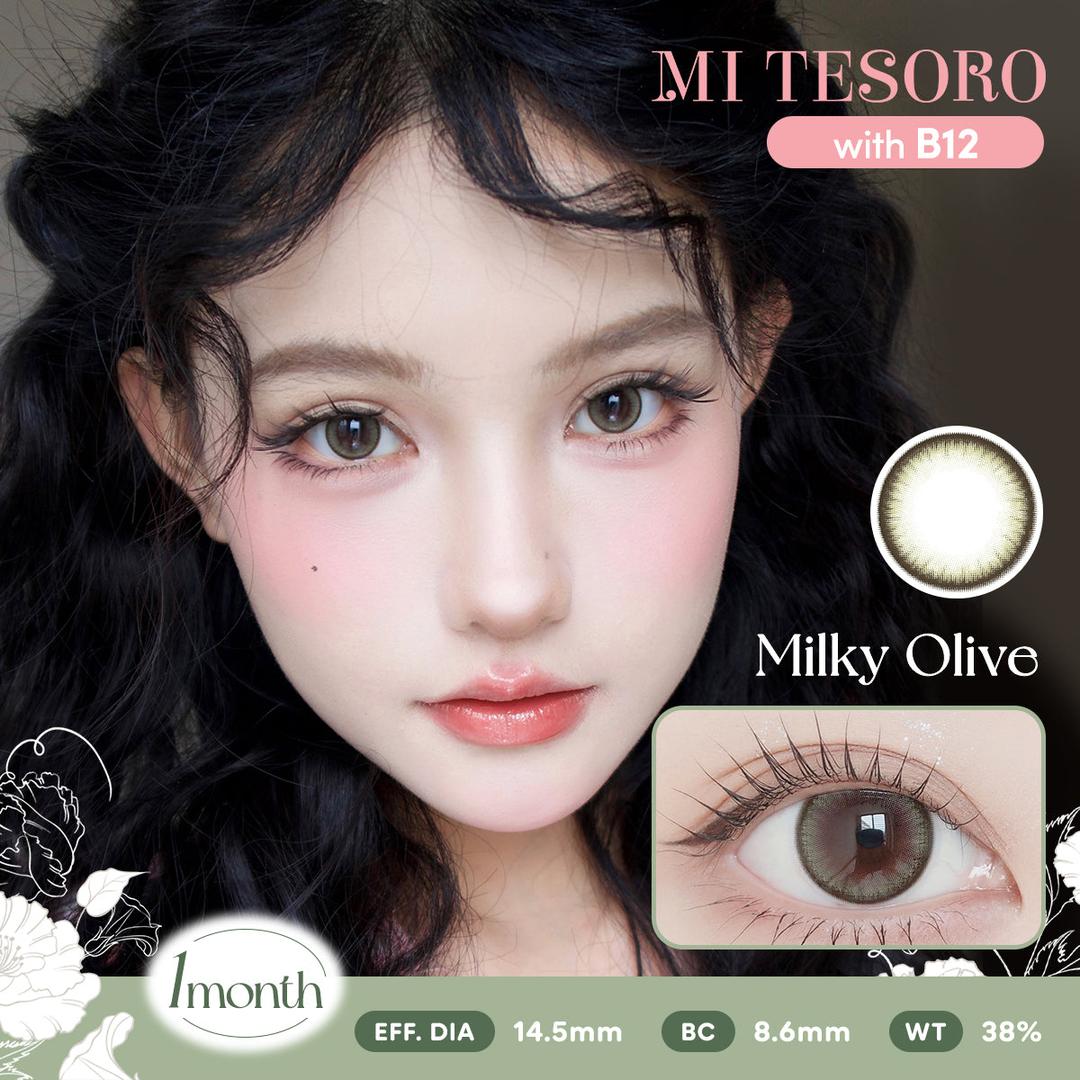 Milky Olive-Mi Tesoro Monthly Color Con 2pcs (Eff dia:14.5mm)