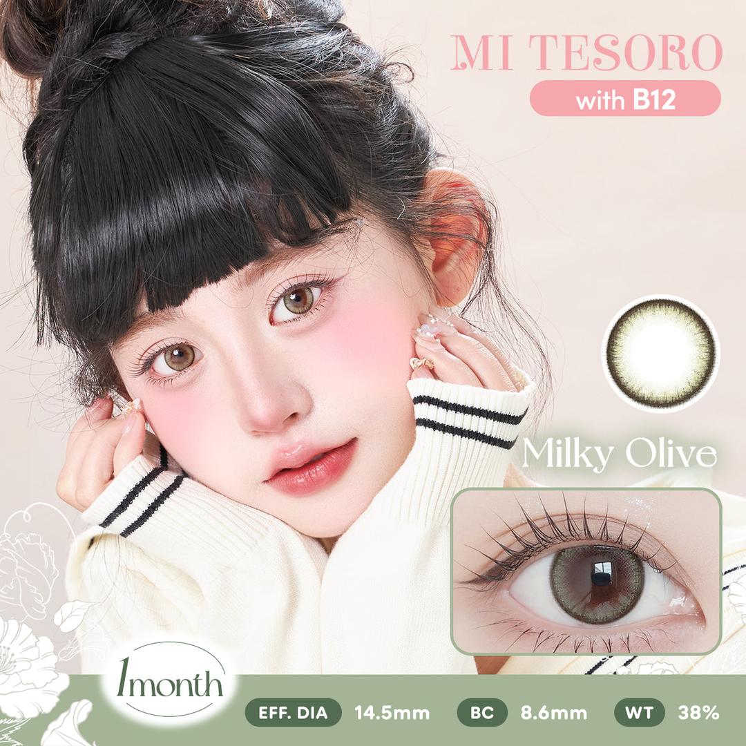 Milky Olive-Mi Tesoro Monthly Color Con 2pcs (Eff dia:14.5mm)