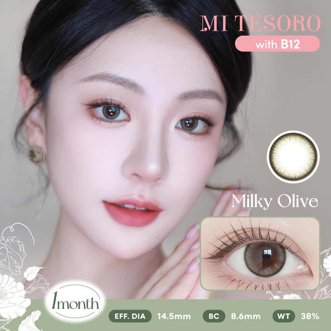 Milky Olive-Mi Tesoro Monthly Color Con 2pcs (Eff dia:14.5mm)
