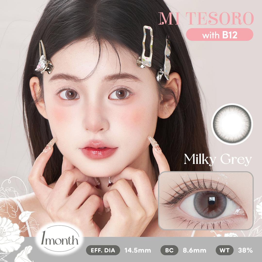 Milky Grey-Mi Tesoro Monthly Color Con 2pcs (Eff dia:14.5mm)