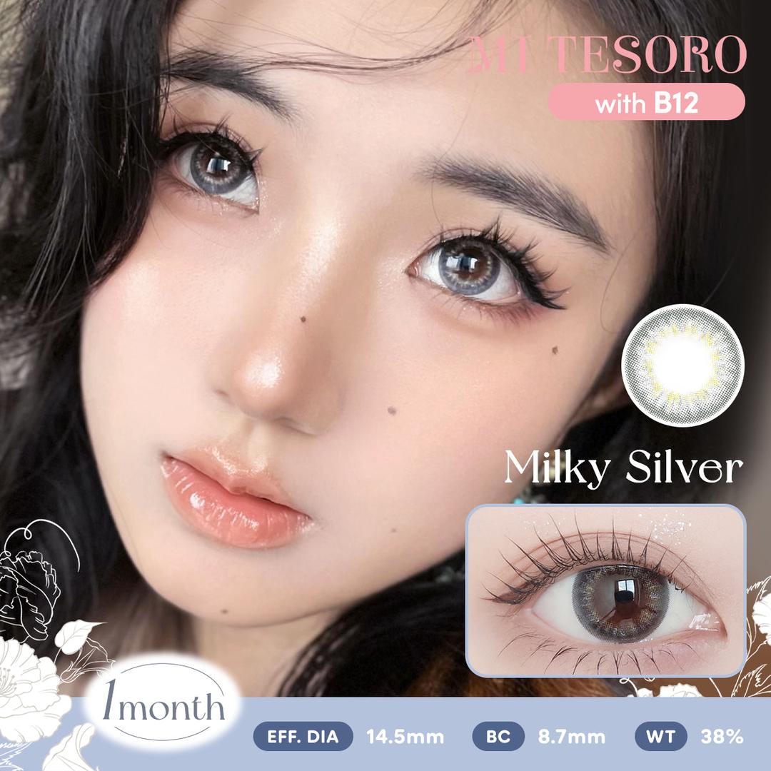 Milky Silver-Mi Tesoro Monthly Color Con 2pcs (Eff Dia:14.5mm)
