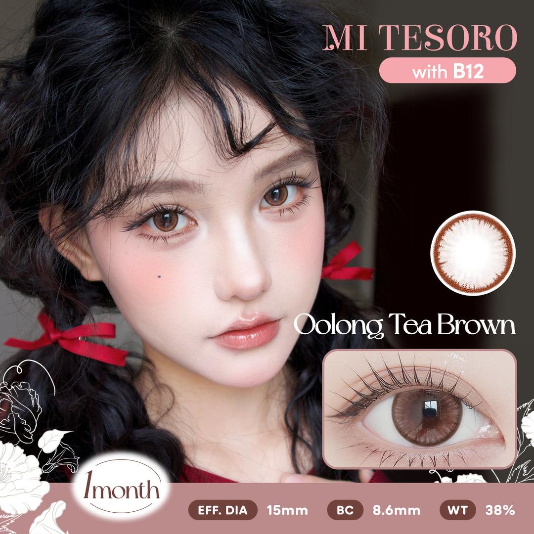 Oolong Tea Brown-Mi Tesoro Monthly Color Con 2pcs (Eff dia:15mm)
