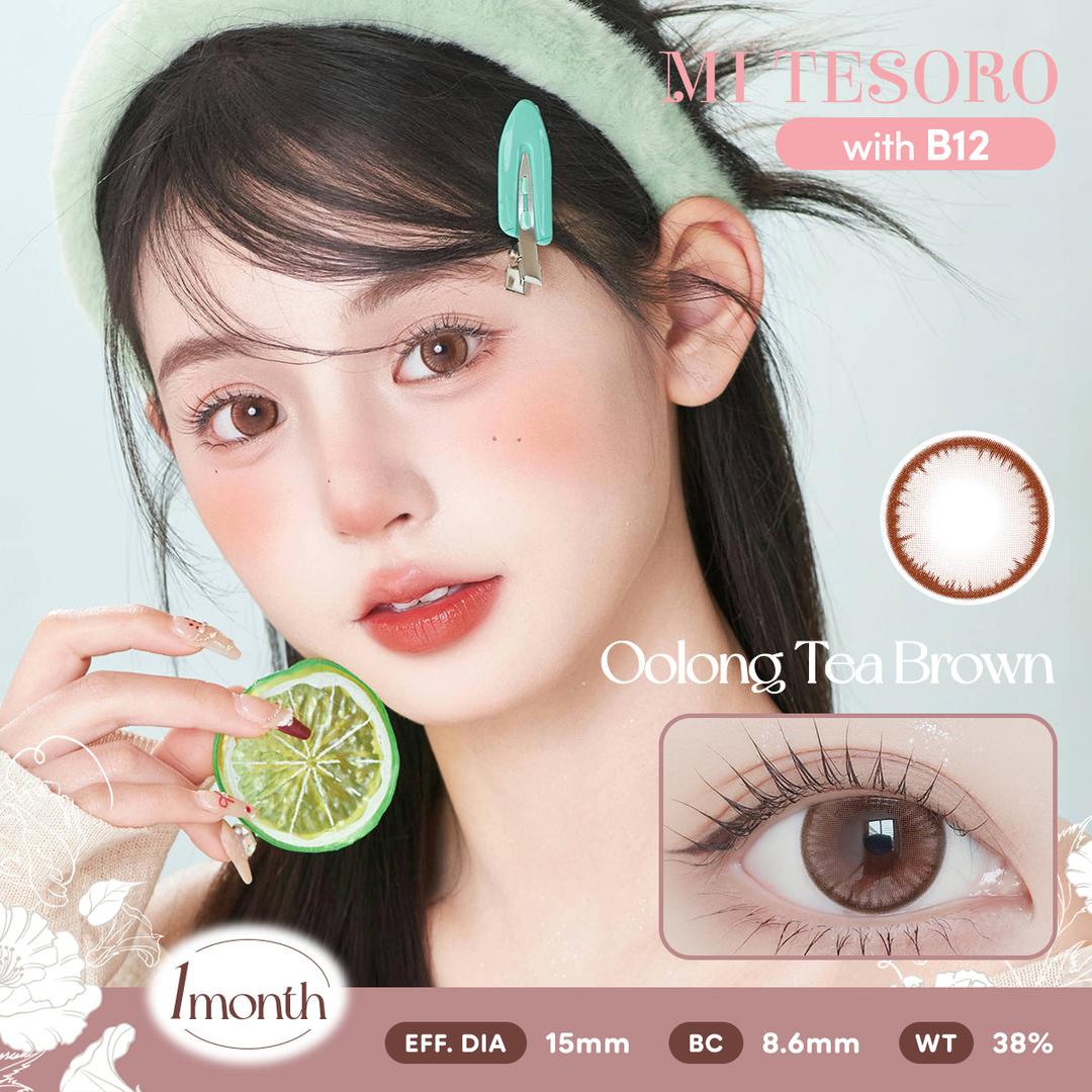 Oolong Tea Brown-Mi Tesoro Monthly Color Con 2pcs (Eff dia:15mm)