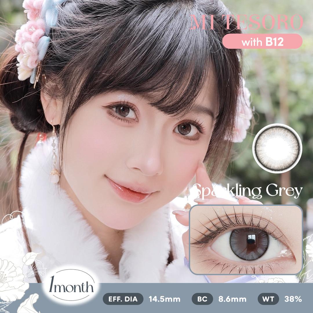 Sparkling Grey-Mi Tesoro Monthly Color Con 2pcs (Eff dia:14.5mm)