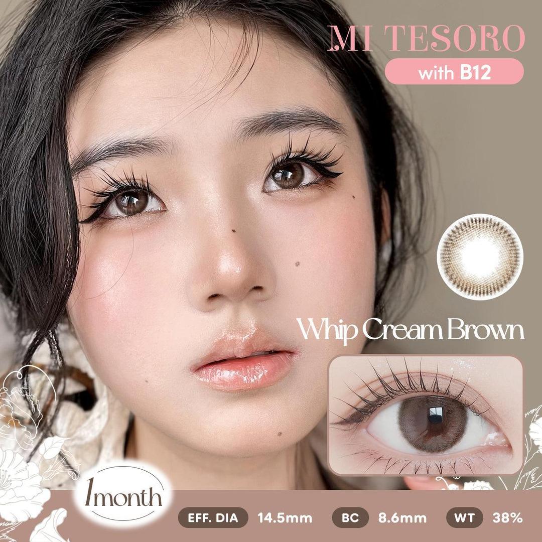 Whip Cream Brown-Mi Tesoro Monthly Color Con 2pcs(Eff dia:14.5mm)