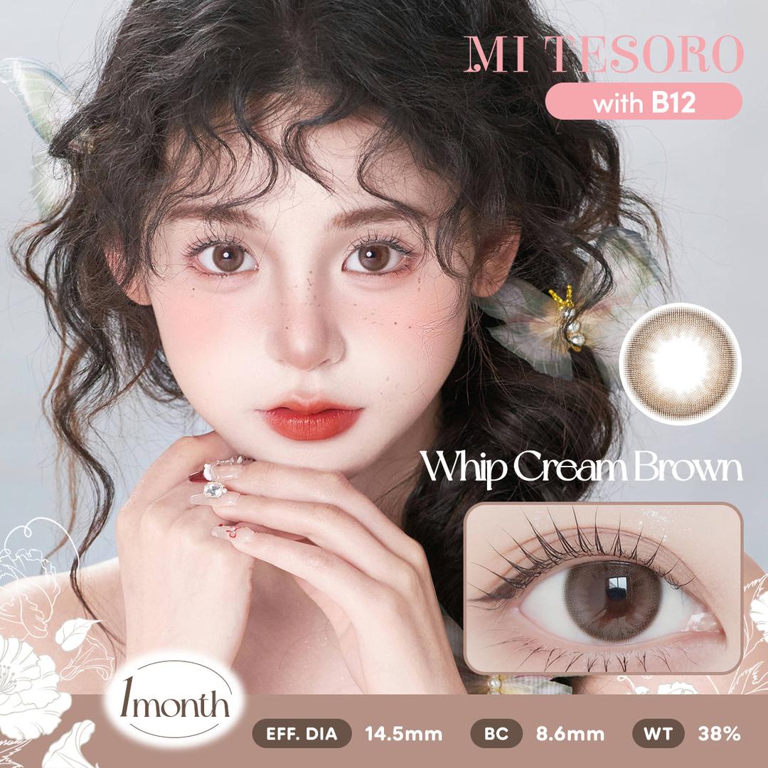 Whip Cream Brown-Mi Tesoro Monthly Color Con 2pcs(Eff dia:14.5mm)