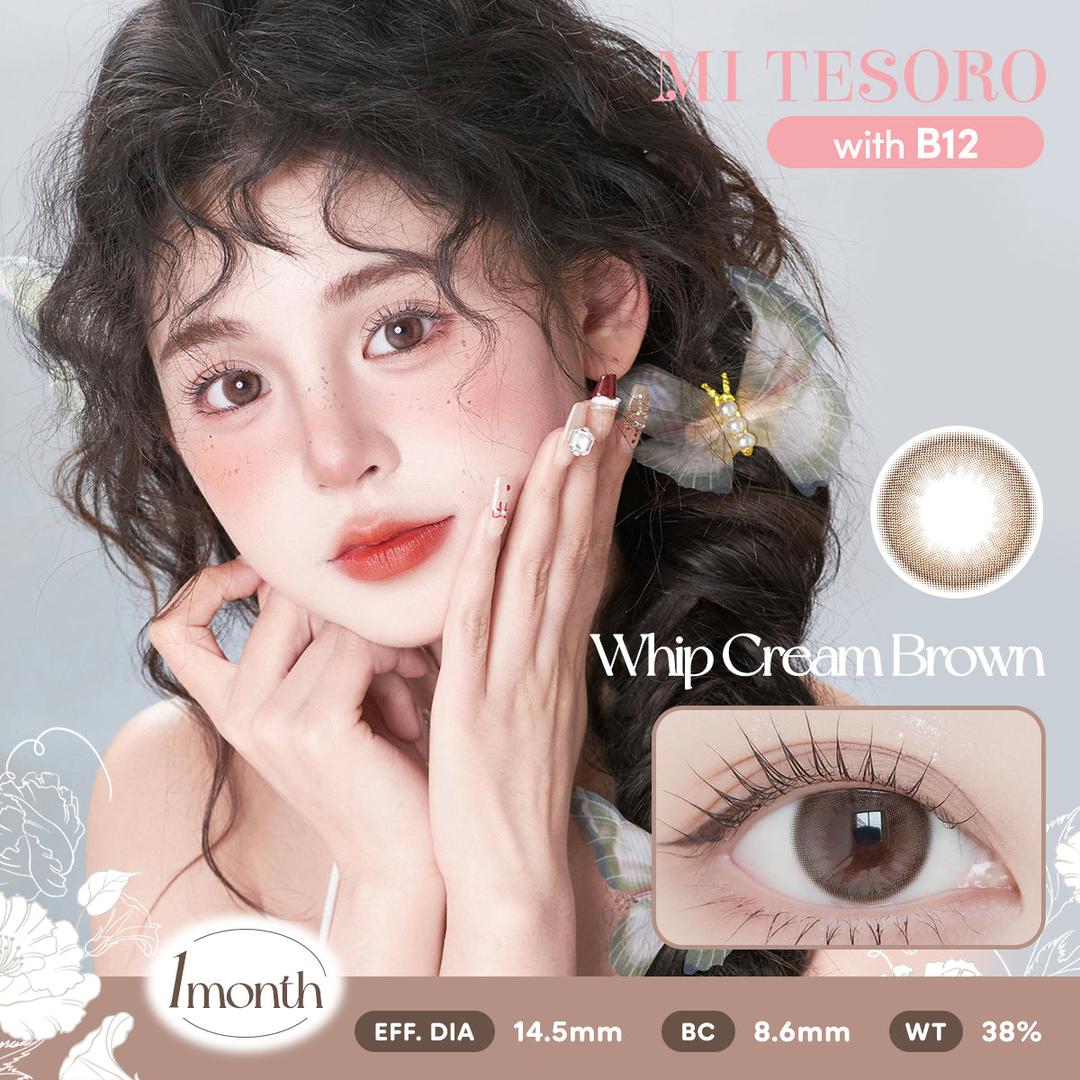 Whip Cream Brown-Mi Tesoro Monthly Color Con 2pcs(Eff dia:14.5mm)