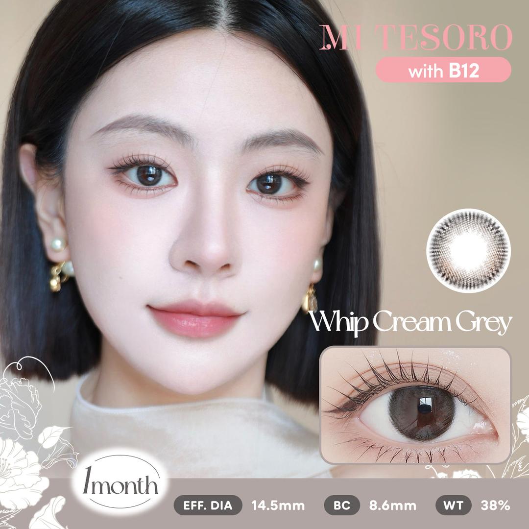 Whip Cream Grey-Mi Tesoro Monthly Color Con 2pcs(Eff dia:14.5mm)