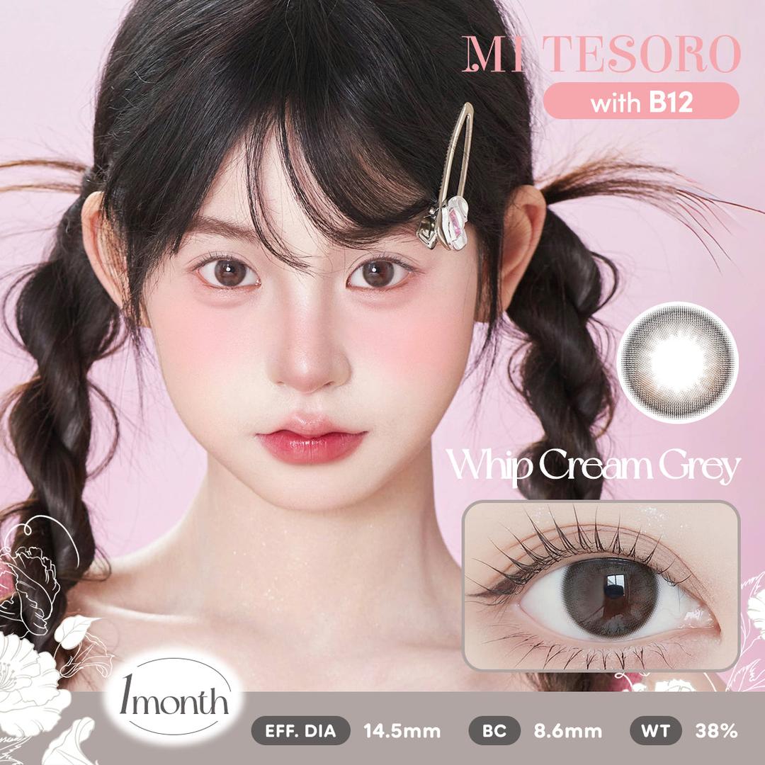 Whip Cream Grey-Mi Tesoro Monthly Color Con 2pcs(Eff dia:14.5mm)