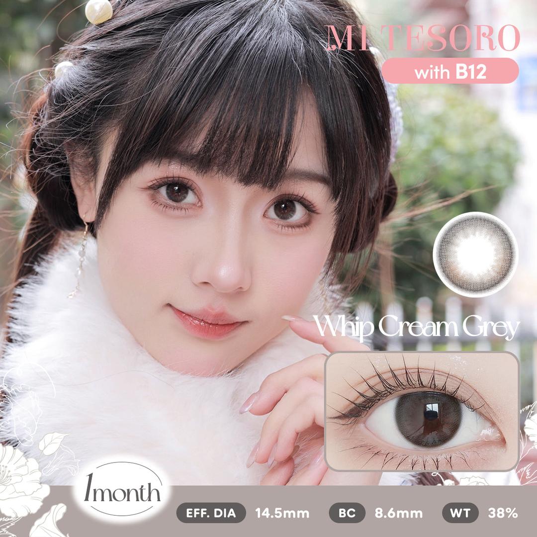 Whip Cream Grey-Mi Tesoro Monthly Color Con 2pcs(Eff dia:14.5mm)